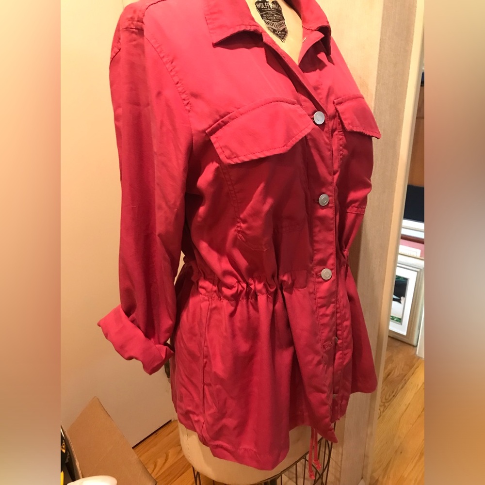 GAP Raspberry Pink Light Trench Jacket L - Picture 3 of 10